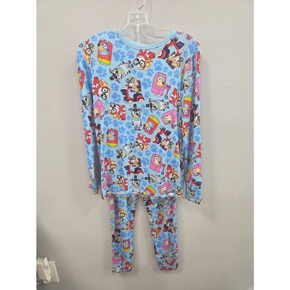 NEW CHARLIES PROJECT kid's grannies long sleeve loungewear set in blue